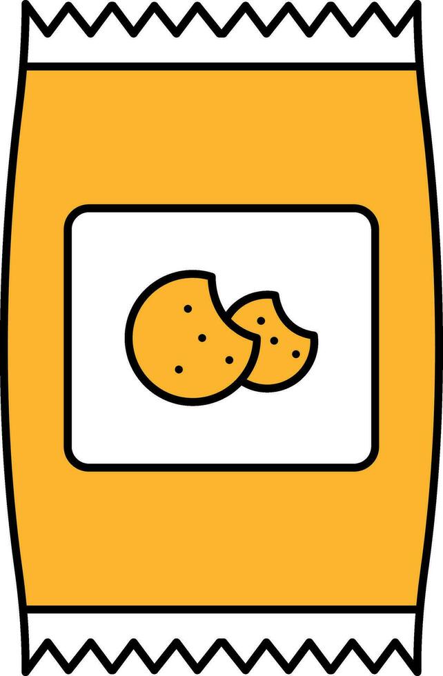 Cookie Package Icon In Yellow And White Color. vector