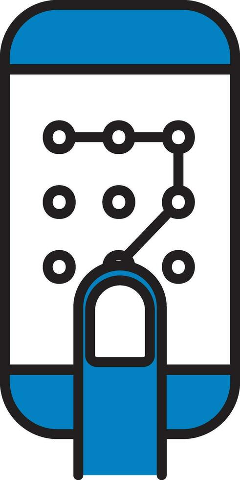 Blue And White Color Lock Pattern In Smartphone Icon. vector