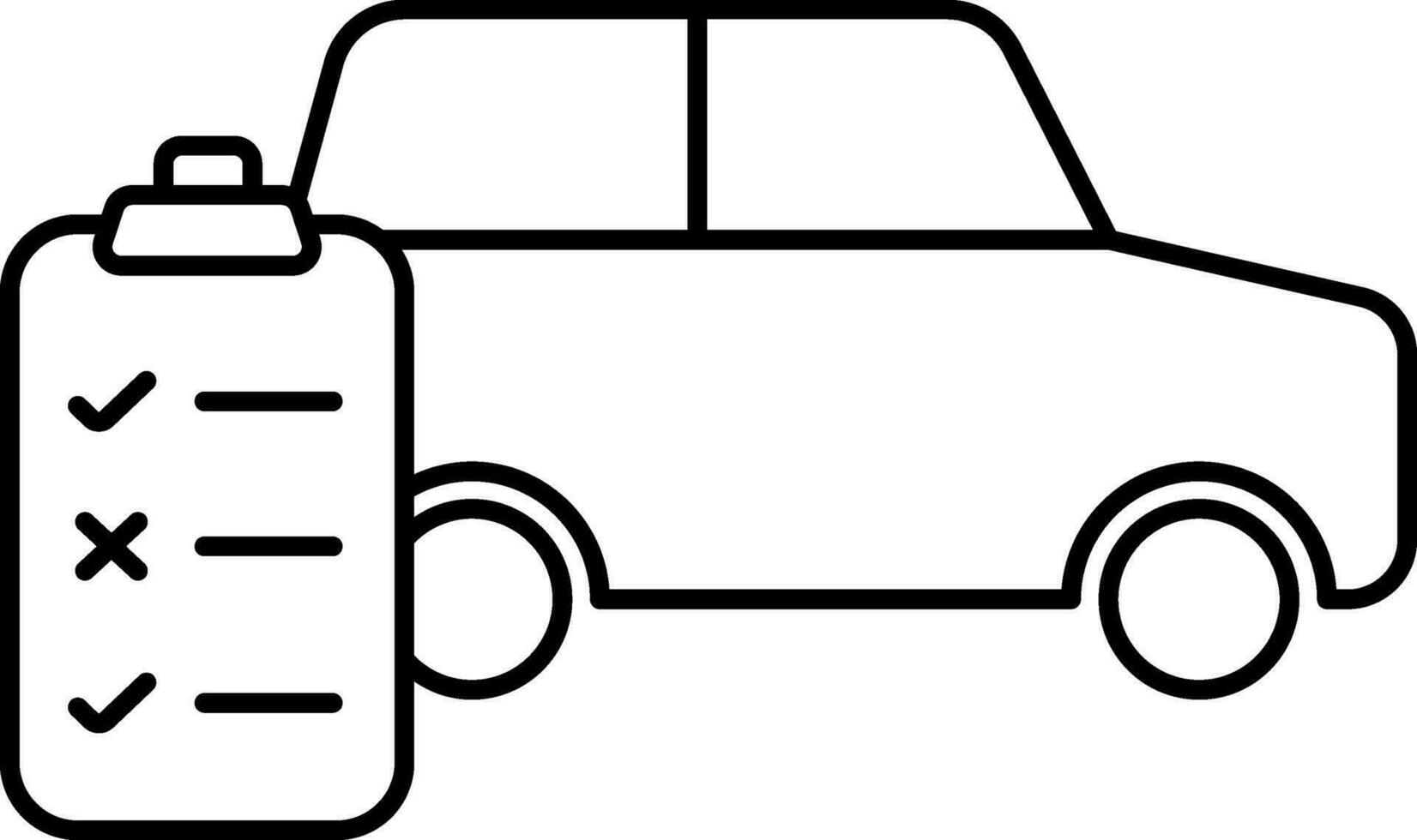 Car Checklist Icon In Thin Line Art. vector