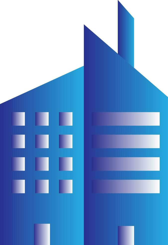 Buildings Icon In Blue And Gray Color. vector