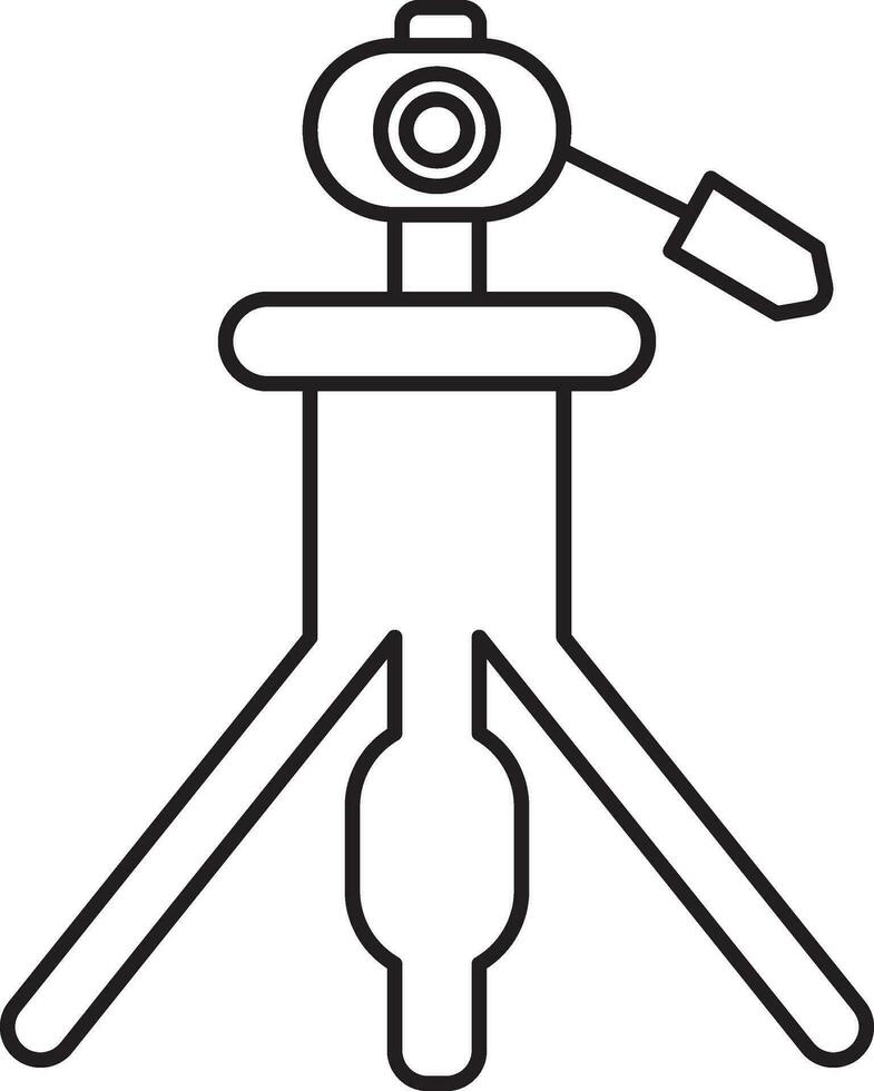 Camera Tripod Icon In Black Outline. vector