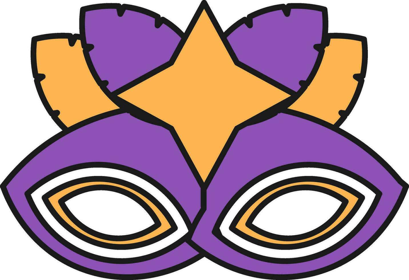 Carnival Mask Icon In Purple And Orange Color. vector