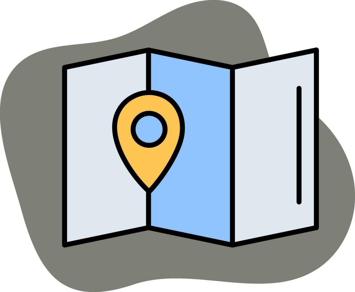 Blue And Yellow Color Map Navigation Icon On Gray Background. vector