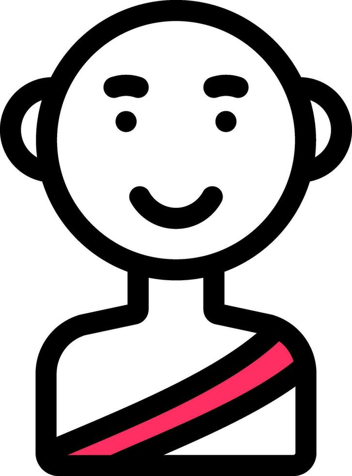 Monk Character Icon In White And Pink Color. vector