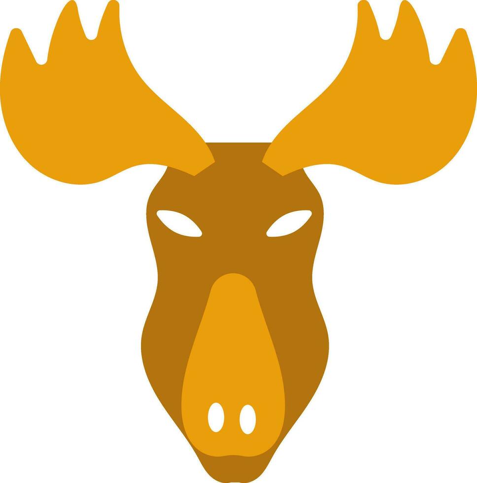 Yellow And Bronze Moose Cartoon Face Icon Or Symbol. vector