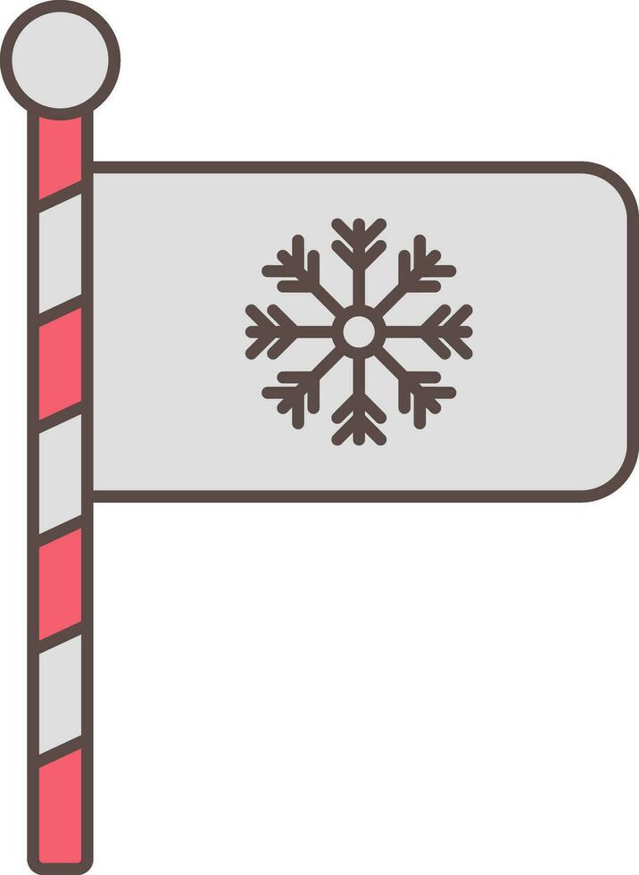 Snowflake Flag Icon In Gray And Red Color. vector