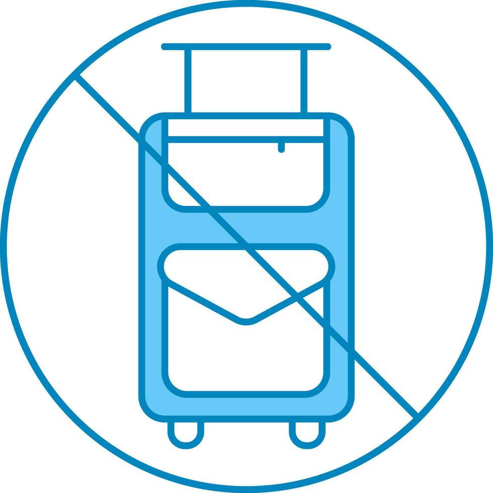 No Bag Or Travel Blue And White Icon In Flat Style. vector