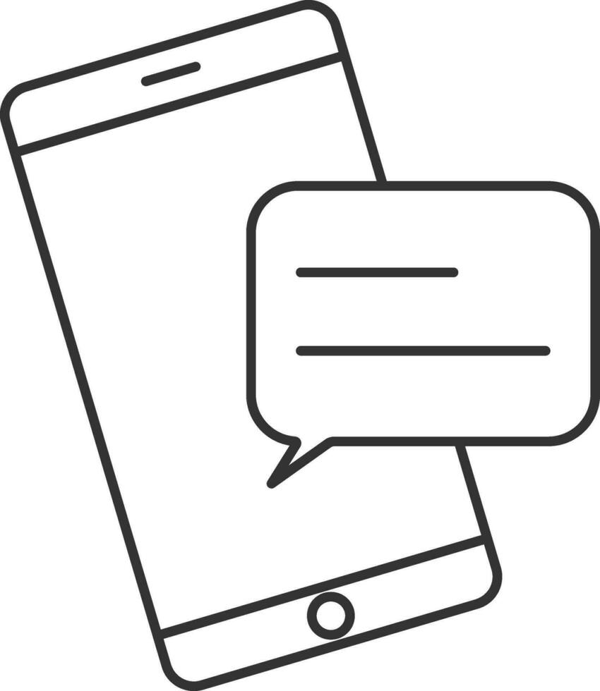 Black Outline Message In Smartphone Icon. vector