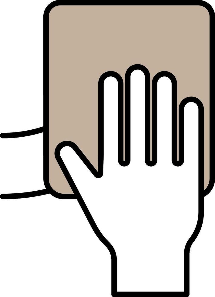 Wiping Cloth Hand For Cleaning Icon In Grey And White Color. vector