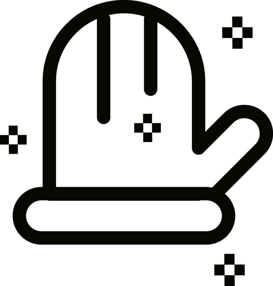 Gloves or mitten icon in black line art. vector