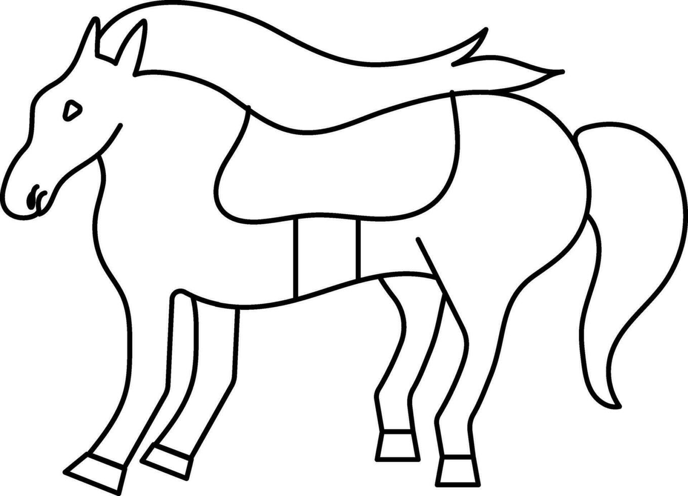 Horse Icon In Black Line Art. vector