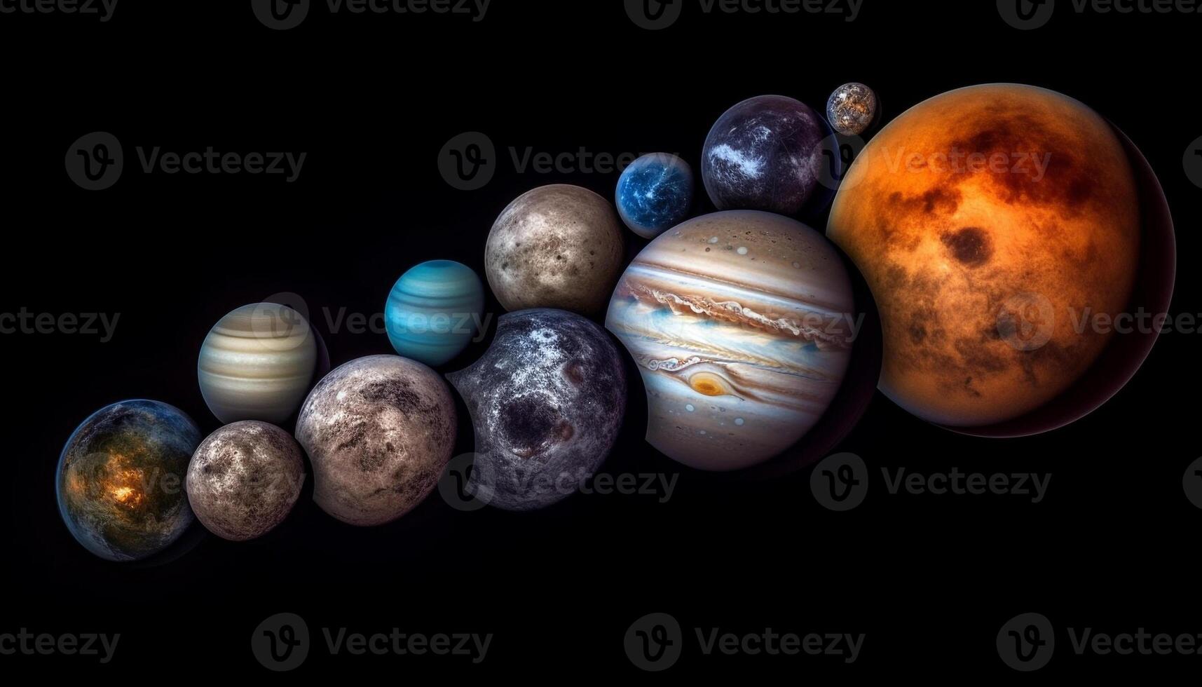 Galactic sphere orbits planet in multi colored nebula fantasy generated by AI photo