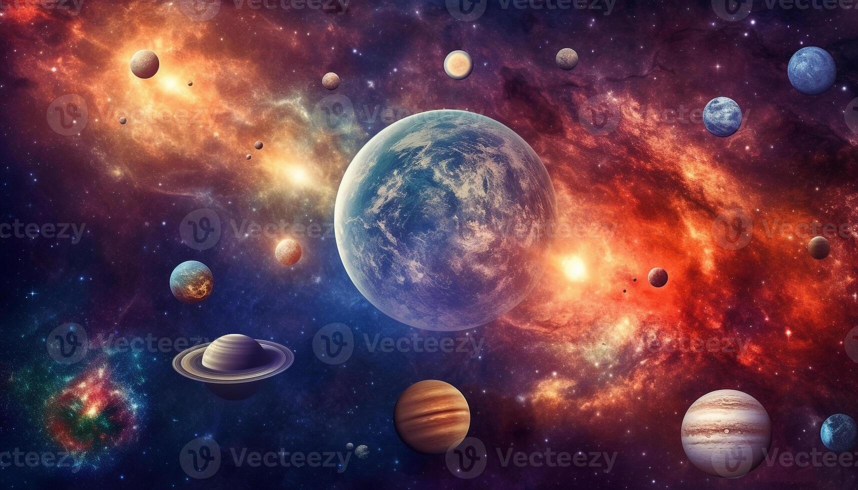 Spaceship orbiting star filled galaxy, exploring deep space and beyond generated by AI photo