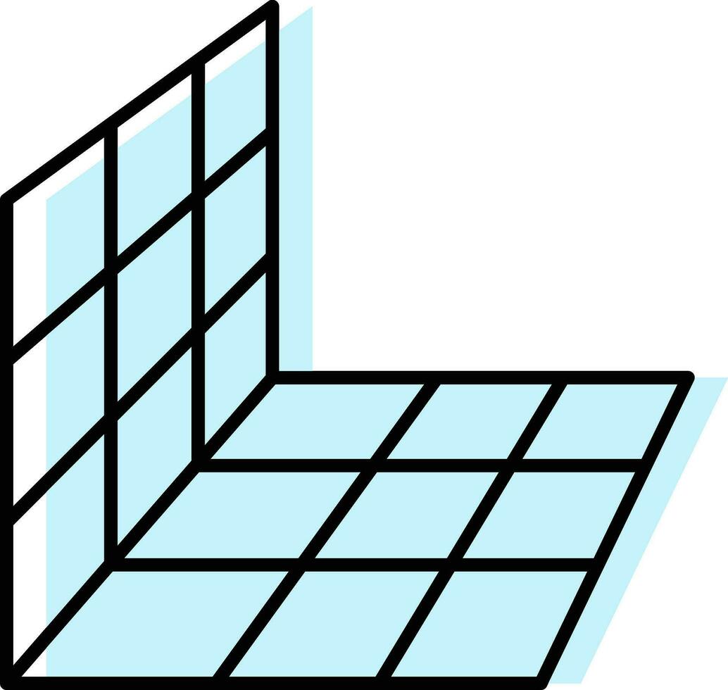 Perspective Grid Icon In Cyan And White Color. vector