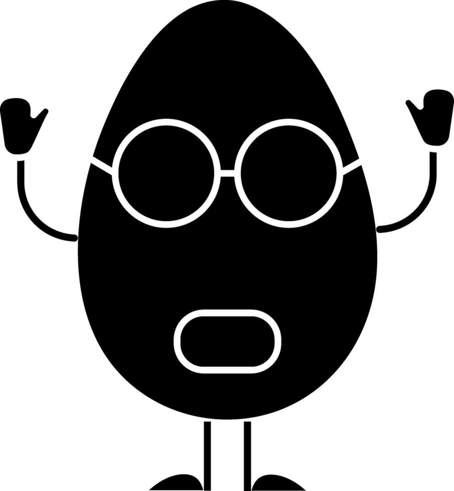 Cartoon Shocked Egg Wear Goggles Icon . vector