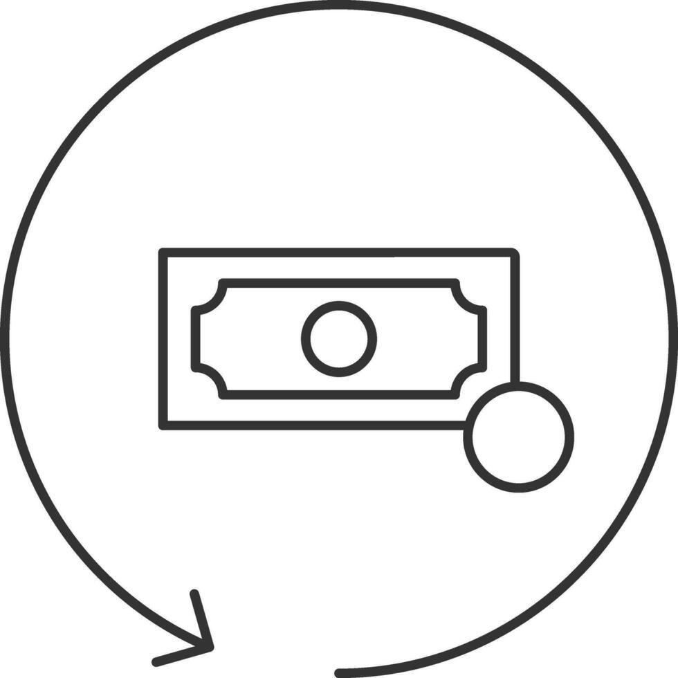 Money Back Icon In Black Line Art. vector