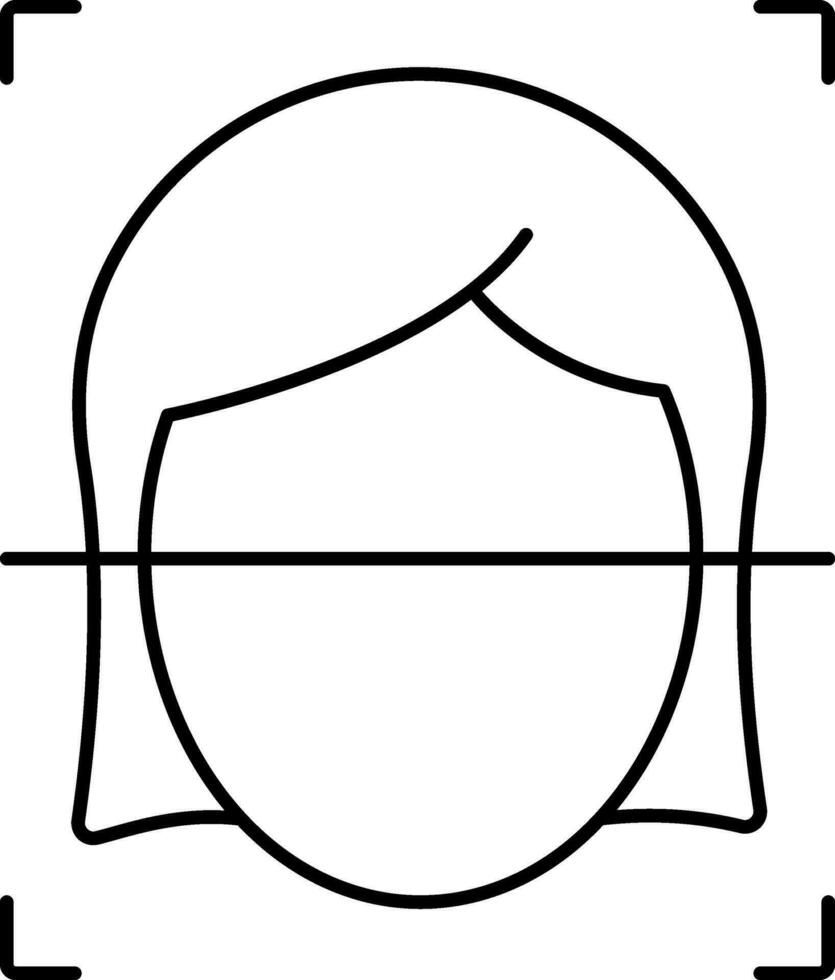 Facial Recognition Icon In Black Outline. vector