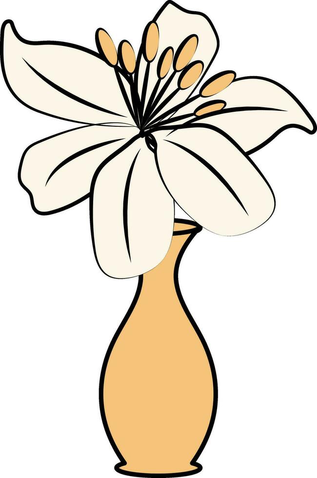 Flower Pot Or Vase Icon In Orange Color. vector