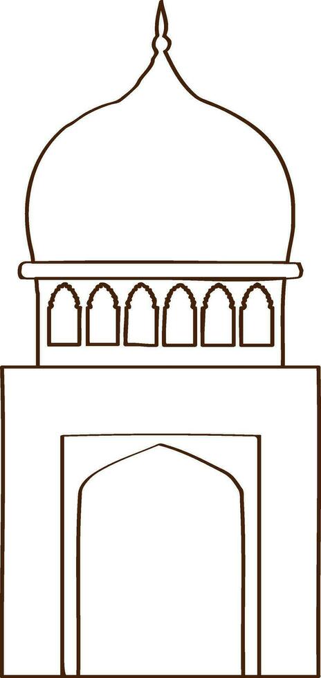 plano línea Arte ilustración de mezquita. vector