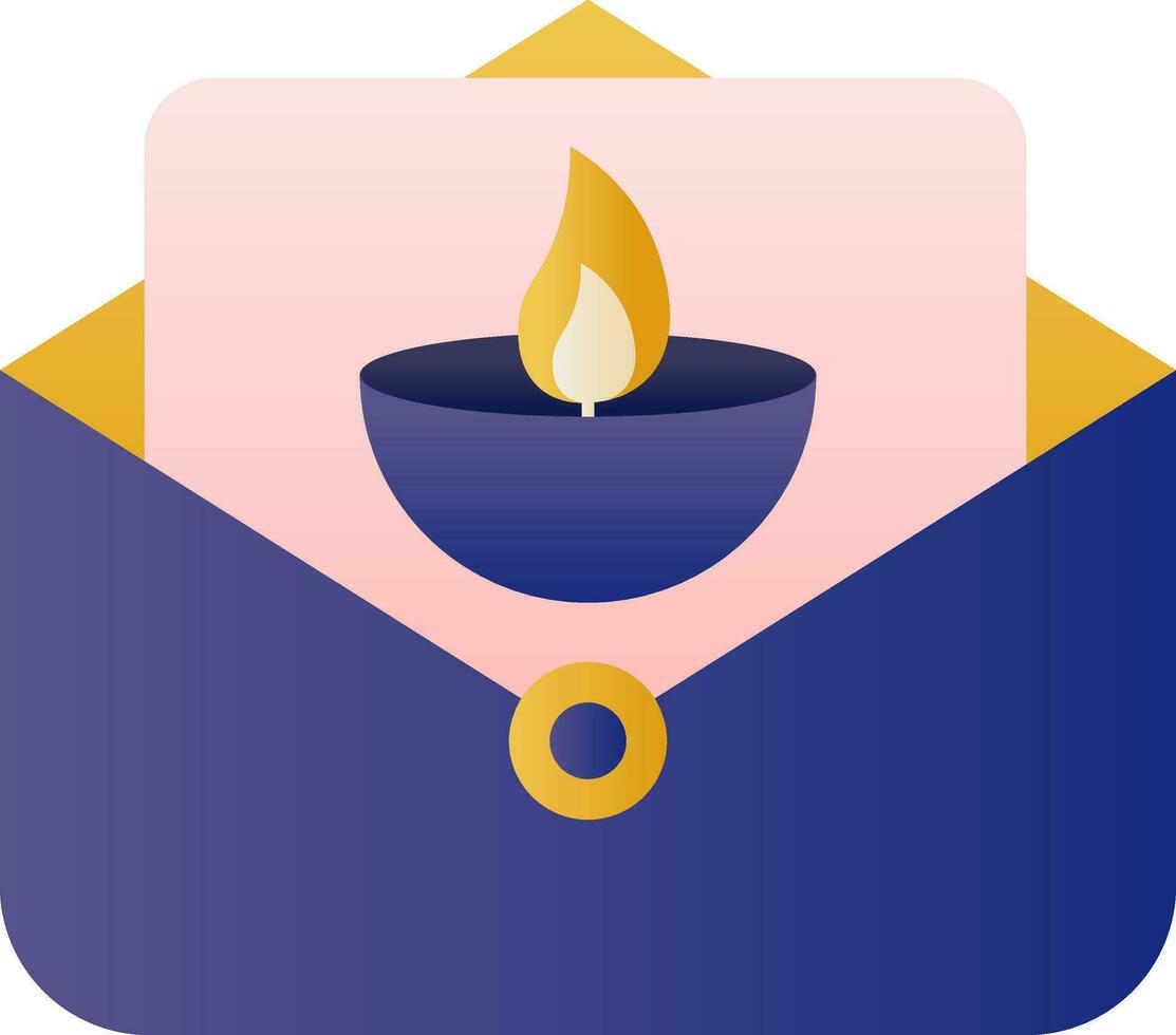 Flt Style Diwali Greeting Card Colorful Icon. vector