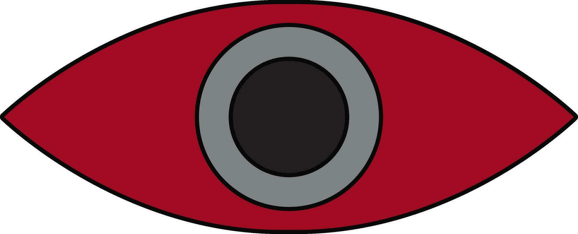 Red and grey eye lens in black line art. vector