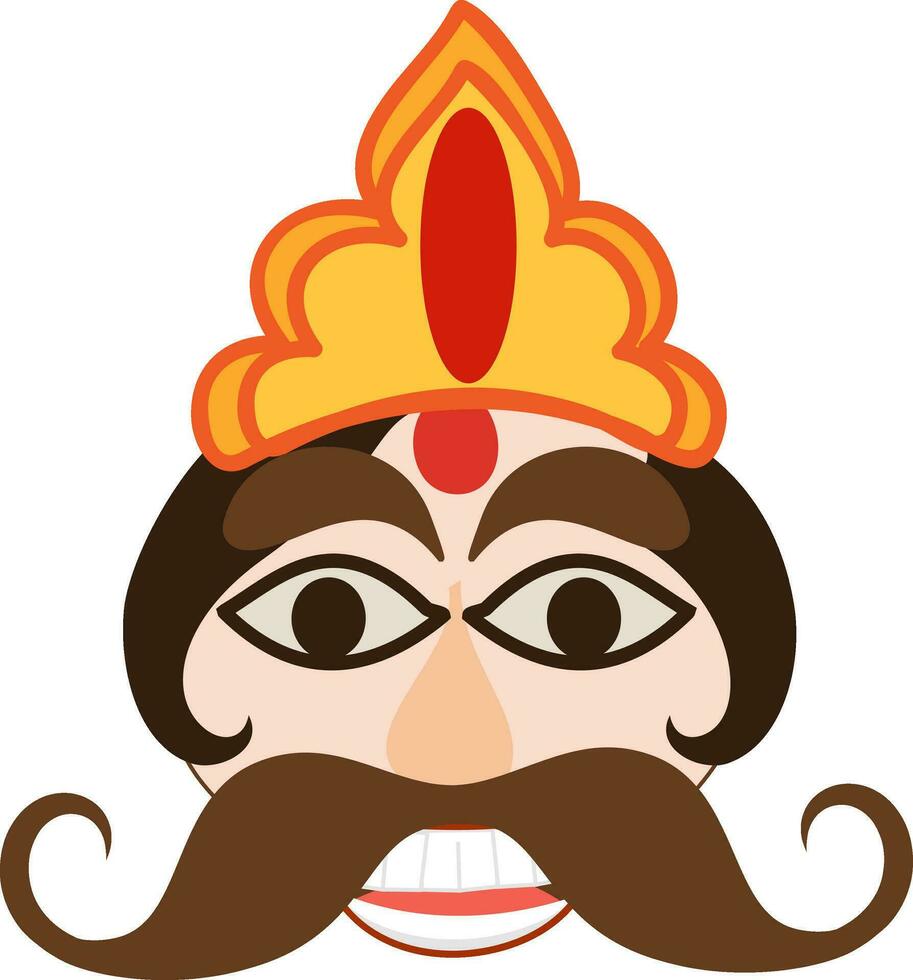 Flat illustration of Ravana face. vector