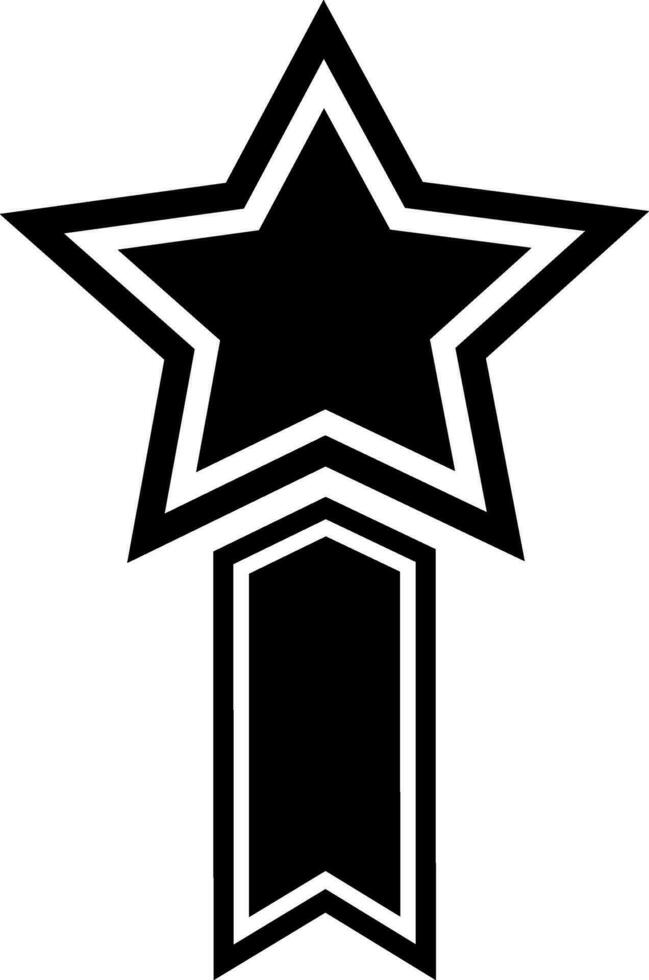 Badge with ribbon in flat style. vector