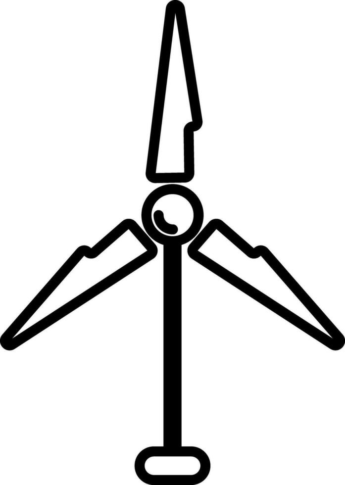 Windmill in black line art illustration. vector