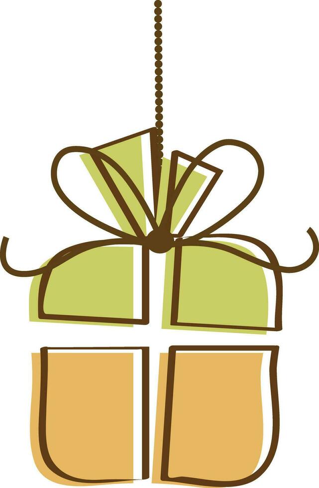 Hanging gift box icon in doodle style. vector