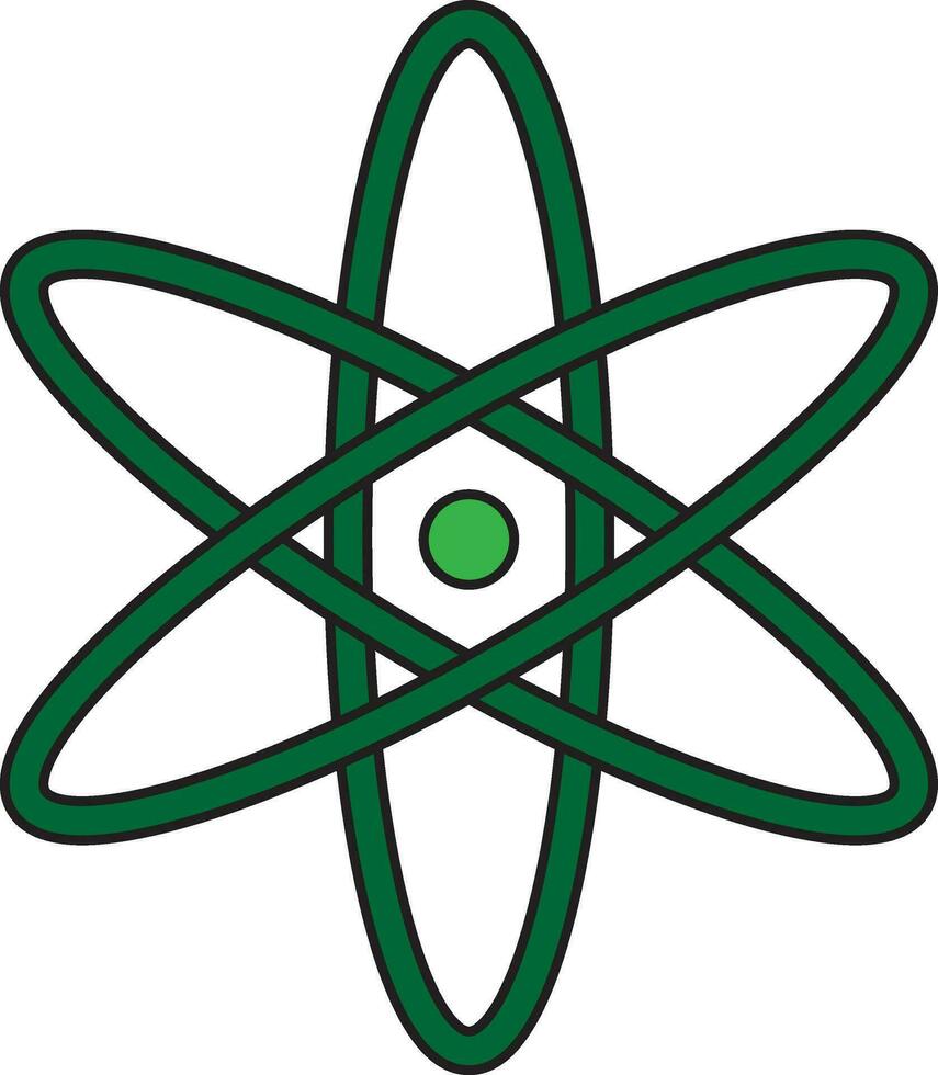 Green atom icon on white background. vector