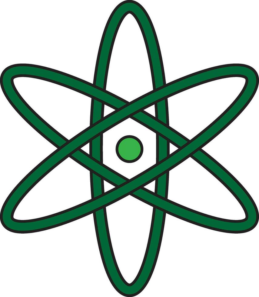 Green atom icon on white background. vector