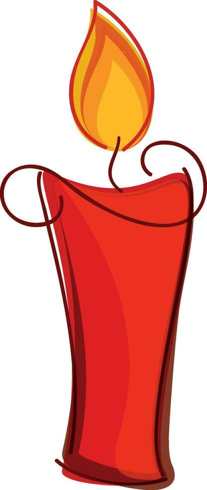 Shiny candle in flat style. vector