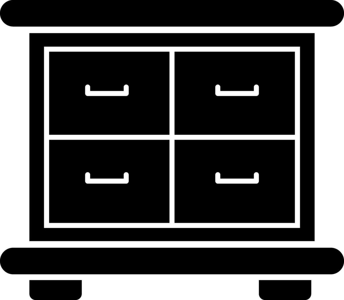 Illustration of Black and White drawer or cabinet icon. vector