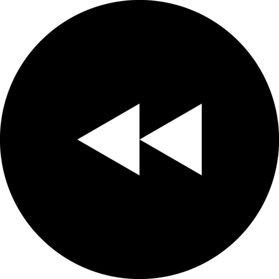 Black and White illustration of fast backward icon. vector