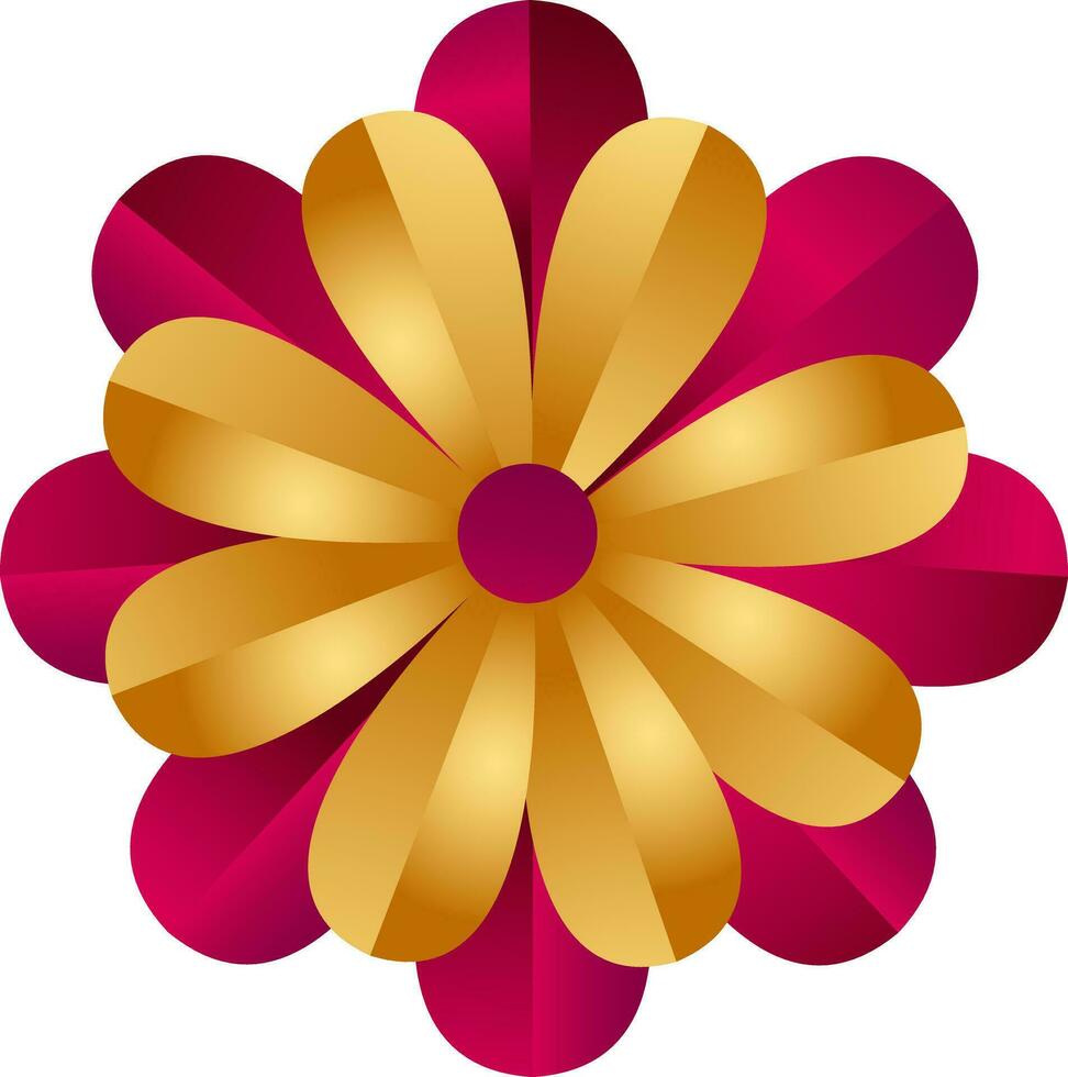 Paper flower in red and golden color. vector