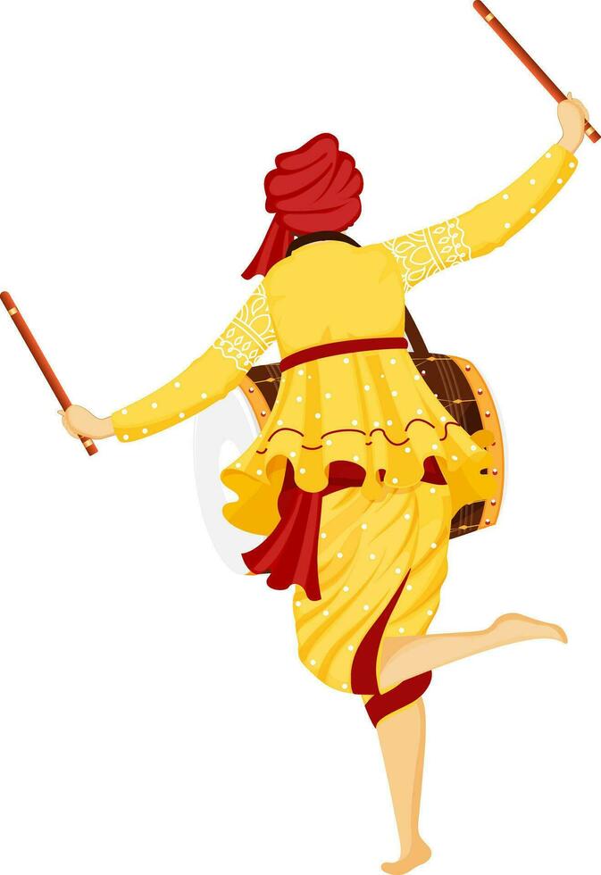 Back view of drummer paying drum dholak. vector