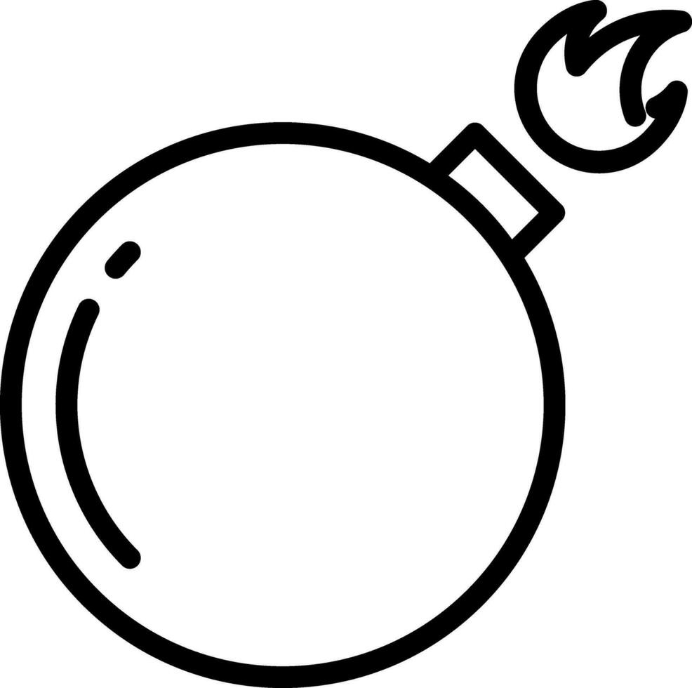 Black line art illustration of bomb icon. vector