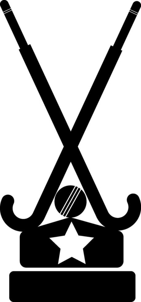 Cross hockey sticks with ball. vector