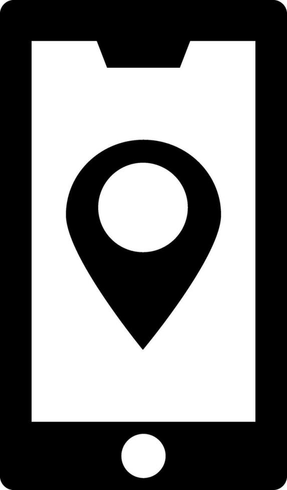 Smartphone map icon in glyph style. vector