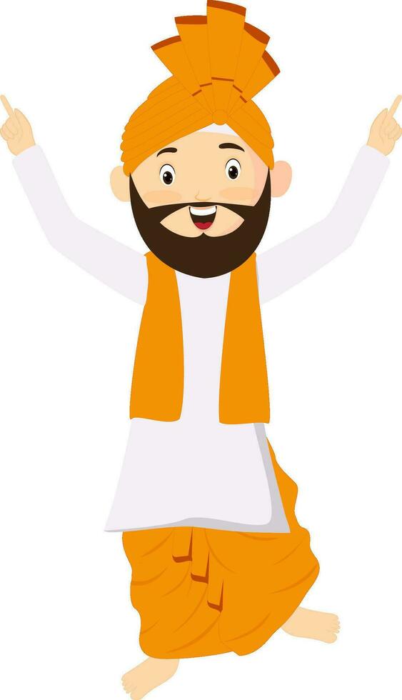 Dancing character of a punjabi boy. vector