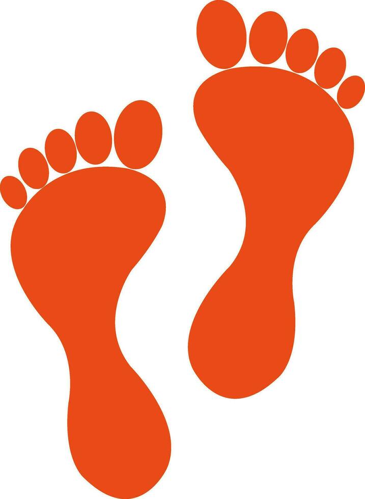 Footprint in orange color. vector