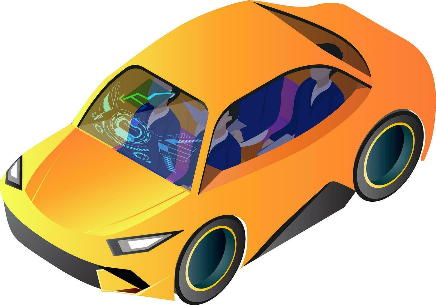 Isometric illustration of autonomous vehicle or smart car. vector