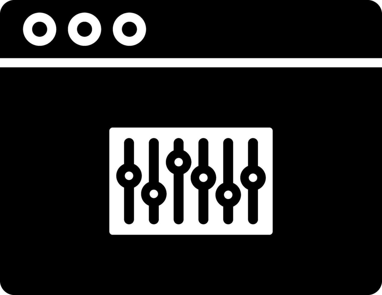 Sound Mixer or Equalizer on web page icon in Black and White color. vector