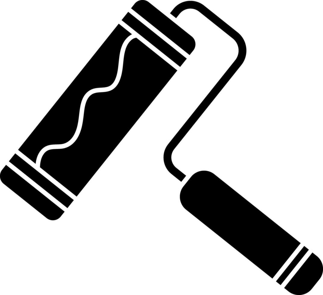 Black and White paint roller icon in flat style. vector