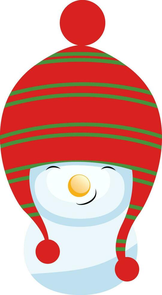 Cute Snowman wearing red winter cap. vector