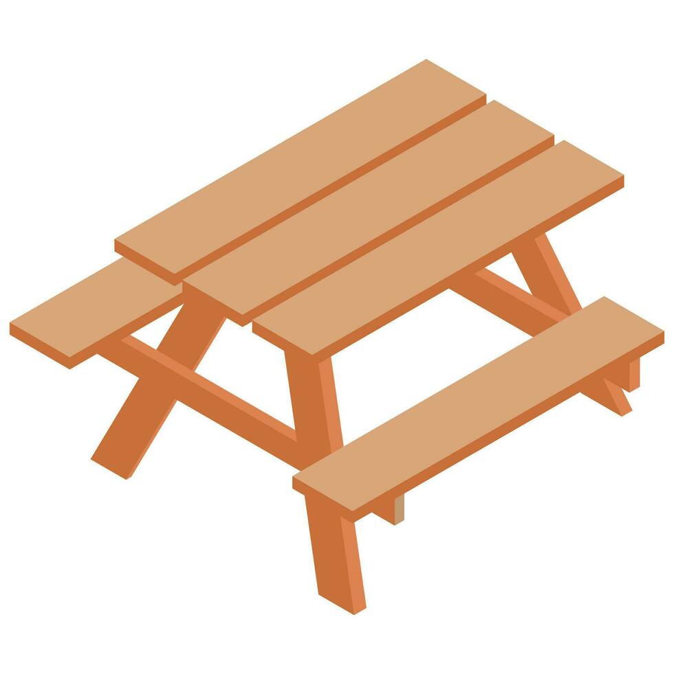 Isometric table with chair element. vector