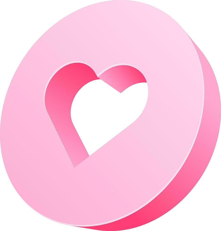 Paper cut illustration of heart element in pink color. vector