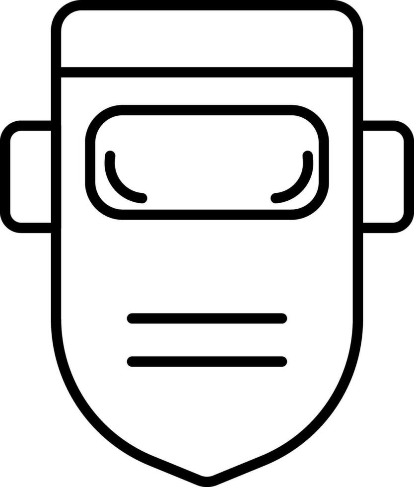 Protective welding mask in black line art illustration. vector