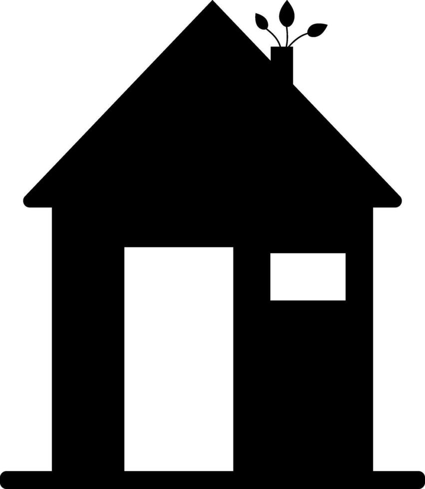 Leaves decorated hut in flat style. vector