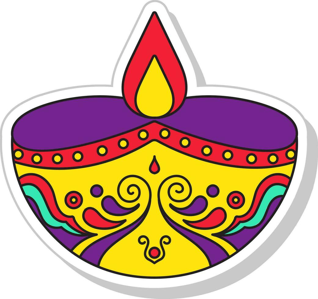 Flat Style Burning Floral Oil Lamp Pink And Blue Icon. vector